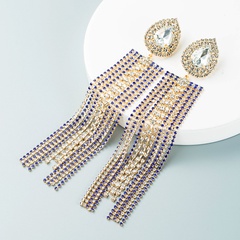 European and American fashion full diamond tassel alloy diamond long dinner party earrings