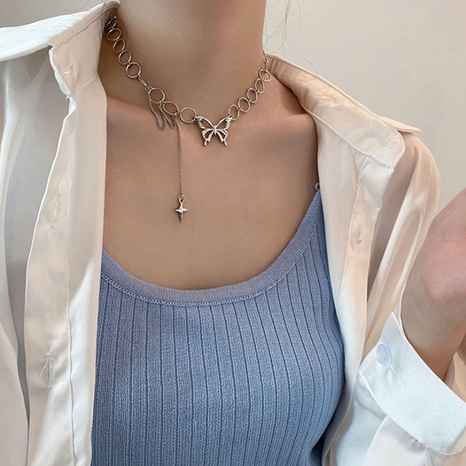Korean Short Butterfly Necklace Simple Clavicle Chain Necklace Jewelry NHXI448601's discount tags