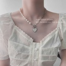Titanium steel love pearl OT buckle necklace simple asymmetric splicing clavicle chainpicture10