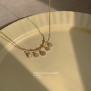 Koreanischer Titanstahl mikroeingelegter Zirkon geometrischer runder Anhnger runde Halskette Grohandelpicture13