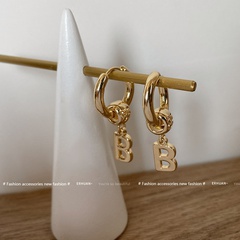 European and American hip-hop B letter earrings personality fashion metal earrings wholesale