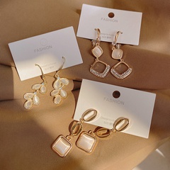 Korean opal earrings female geometric tassel long earrings personality ear hooks wholesale