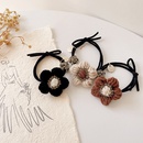 New retro milk coffee color diamondstudded wool flower simple rubber band head rope hair accessoriespicture9