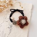 New retro milk coffee color diamondstudded wool flower simple rubber band head rope hair accessoriespicture10