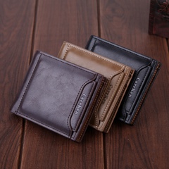 New men's wallet short retro European and American large-capacity card bag horizontal wallet dollar clip
