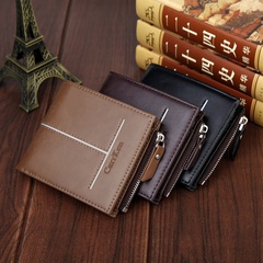 men's wallet European and American retro men's bag multi-functional trendy wallet horizontal zipper dollar clip