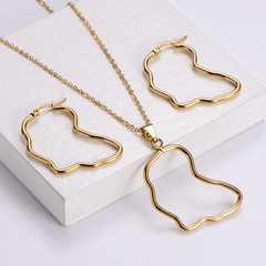 simple glossy stainless steel map element Korean version necklace earrings set wholesale