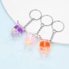 Creative Fruit Drink Cup Keychain Pendant Simulation Juice Cup Bag Ornament Gifts in Stock Wholesale