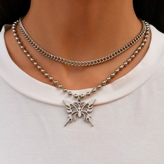 Personalisierte hohle Schmetterlingsanhänger Perlenkette zweiteilige Halskette
