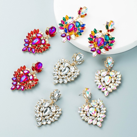 fashion alloy color rhinestone full diamond geometric earrings's discount tags