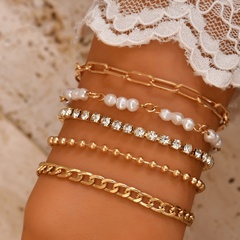 fashion personality imitation pearl bead chain multi-piece bracelet jewelry