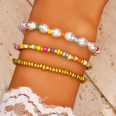 color rice bead imitation pearl three-piece combination new bracelet