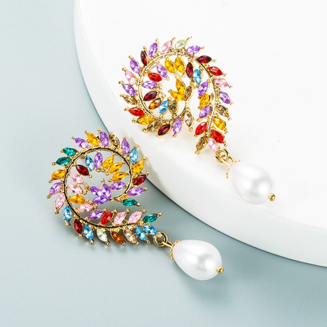 Boucles d'oreilles en perles d'imitation strass couleur diamant en alliage baroque à la mode NHLN450699's discount tags