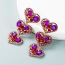 Fashion multilayer heartshaped alloy diamondstudded color glass earringspicture15