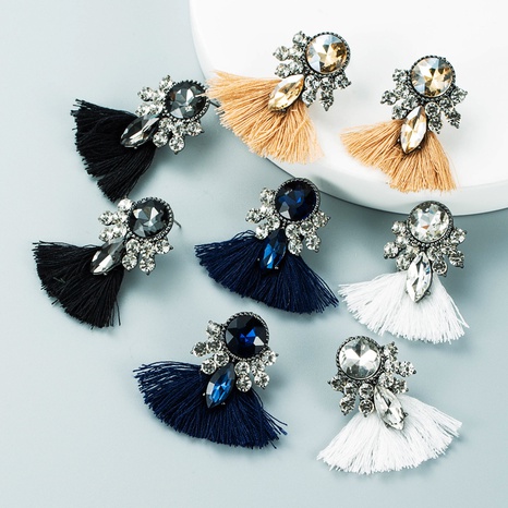rhinestone long tassel earrings fashion diamond gemstone bohemian's discount tags