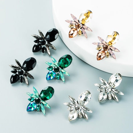 colored rhinestone full diamond geometric earrings retro earrings wholesale's discount tags