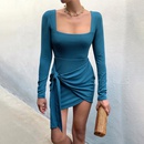 New Fashion Square Neck Halter Long Sleeve Lace Slim Dresspicture13
