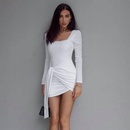 New Fashion Square Neck Halter Long Sleeve Lace Slim Dresspicture19