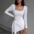New Fashion Square Neck Halter Long Sleeve Lace Slim Dresspicture27