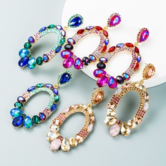 Korean alloy inlaid rhinestone glass diamond color earrings long earrings wholesale
