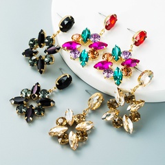 fashion exaggerated earrings alloy diamond colored rhinestone full diamond earrings