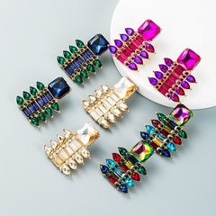 Fashion color rhinestone geometric rhinestone earrings