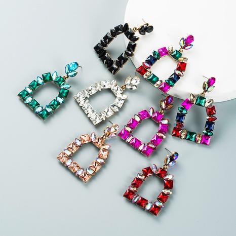 multi-layer alloy diamond-studded colored glass diamond geometric earrings's discount tags