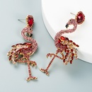 personality creative alloy inlaid rhinestone full diamond flamingo earrings animal earringspicture13
