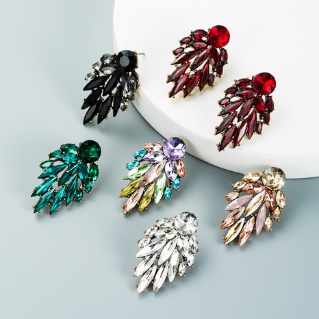 Fashion color rhinestone series alloy leaf shape earrings's discount tags