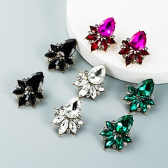 exaggerated personality drop-shaped colored glass diamond alloy diamond earrings