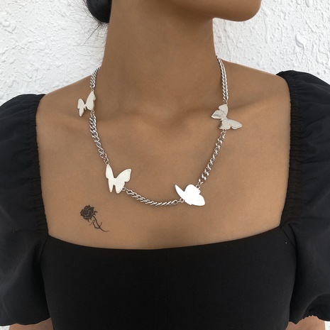 cross-border jewelry hip-hop chain necklace personality retro creative simple butterfly necklace  NHMD449493's discount tags
