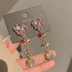 full diamond purple love earrings tassel earrings exaggerated long style earrings