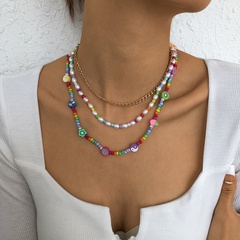 Farbe Urlaub Stil weiche Keramik Schlüsselbein Halskette grenzüberschreitende mehrschichtige tragende Halskette