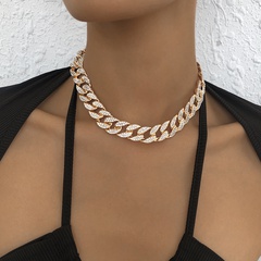 N8880 europäische und amerikanische Internet-Prominente übertriebene Halskette, weibliches Temperament voller Diamanten, kubanischer Ketten halsketten, französische Romantik, leichte Luxus halskette, weiblich