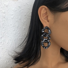 E10061 Europe and America Cross Border Exaggerated Jewelry Personality Black and White Dots Earrings Fashion Temperamental Cold Style Alloy Earring