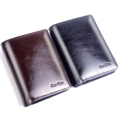 new product wallet short zipper buckle oil wax leather multifunctional wallet men large capacity