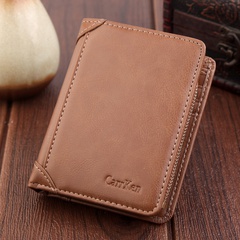 Men's Wallet Short Vintage Frosted Card Holder Wallet American Gold Clip Men's Multiple Card Slots Zipper Bag Factory Sales