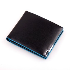 Foreign trade wholesale men's short wallet smooth leather wallet contrast color metal men's bag