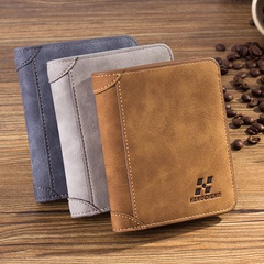 Men's wallet men's short frosted leather retro tri-fold vertical wallet youth Korean version multi-card slot