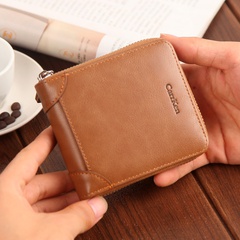 Leather New Products Men's Wallet Short Coin Purse Multi-card Horizontal Oil Wax Leather Button Wallet