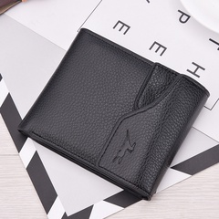 New Men's Wallet Short Wallet Men Multiple Card Slots Driving License Buckle Bag Tide Litchi Pattern Wallet Wholesale