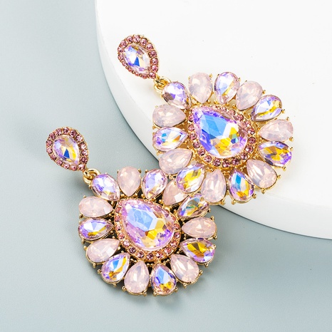 fashion diamond drop-shaped colored glass diamond earrings ear jewelry's discount tags
