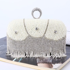 diamond ring dinner bag pearl clutch bag bead embroidery bag rhinestone tassel evening bag
