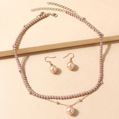 Ensemble de colliers de boucles d'oreilles en perles de style pop créatif rétro européen et américain's discount tags