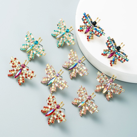 alloy diamond glass diamond rhinestone butterfly earrings's discount tags