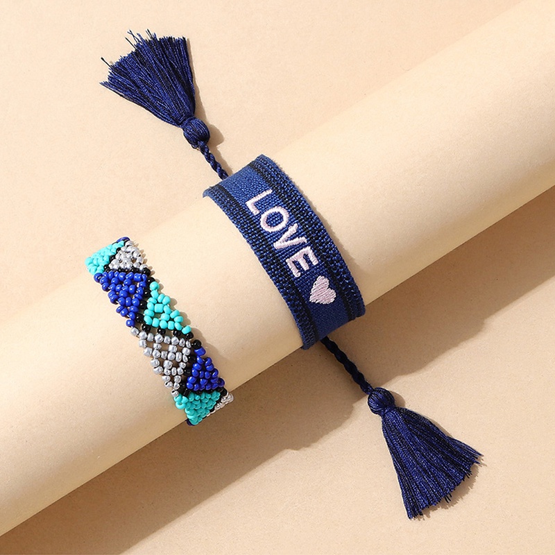 ethnic style creative popular rice beads tassel bracelet set