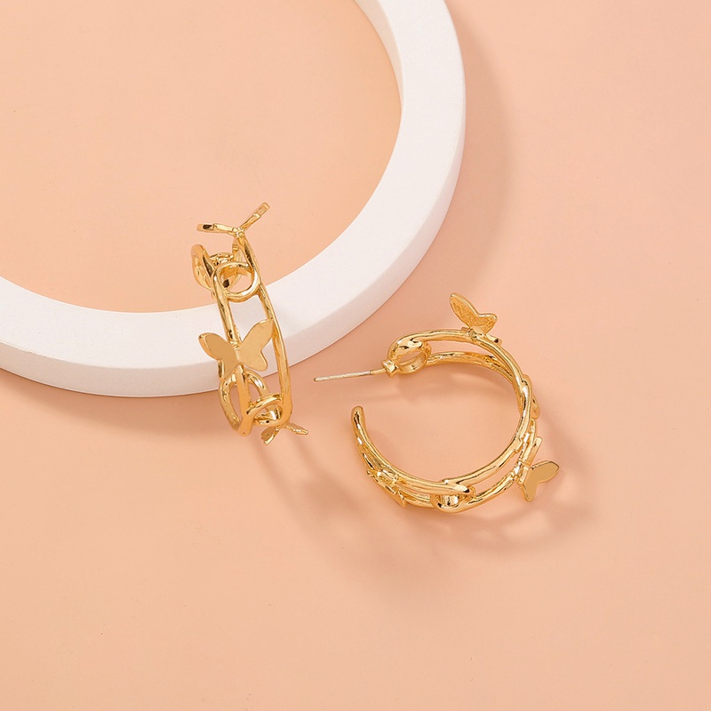 Crossborder hotselling retro metal butterfly earrings creative temperament light luxury elegant earrings