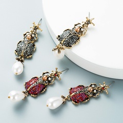 creative acrylic imitation pearl insect earrings exaggerated style earrings fashion jewelry