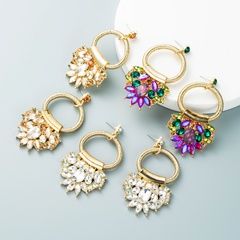 retro ring alloy diamond flower earrings bohemian exaggerated fashion earrings