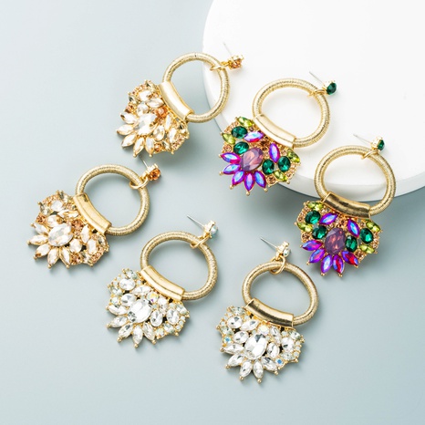 retro ring alloy diamond flower earrings bohemian exaggerated fashion earrings's discount tags